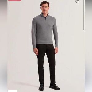 Ted Baker London Funnel Neck Quarter Zip Long Sleeve Top size 5 in Charcoal Grey